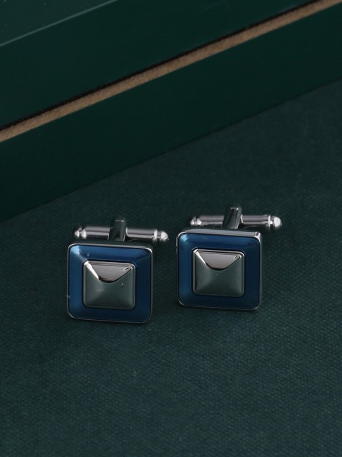 

Tistabene Blue & Silver-Toned Square Cufflinks