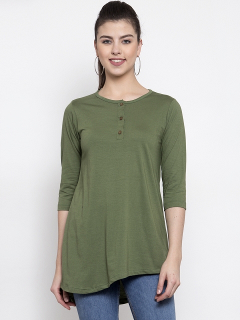 

Kalt Women Olive Green Solid Asymmetric Tunic