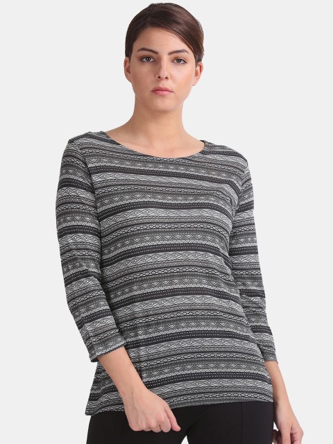 

Cherokee Women Grey & Black Printed Top