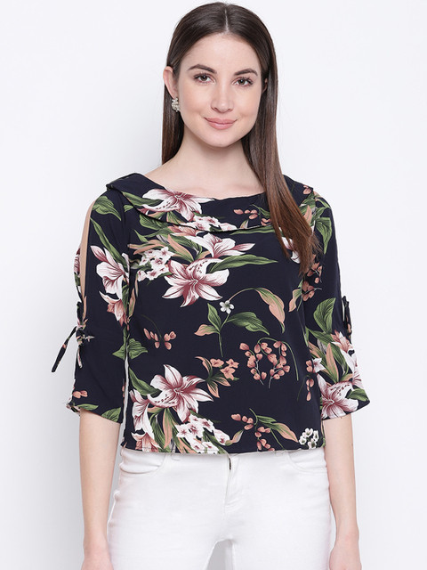 

Mayra Women Navy Blue Printed Top