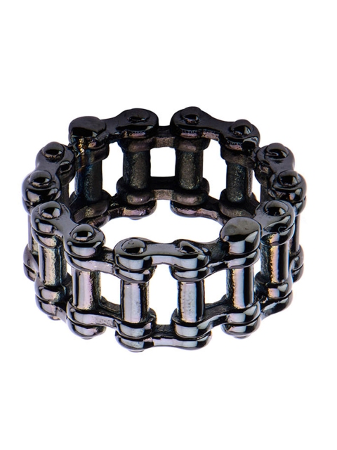

Inox Jewelry Men Black Stainless Steel Motorcycle Chain Ring