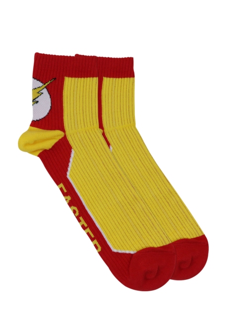 

Justice League Men Yellow & Red Colourblocked Flash Patterned Above Ankle-Length Socks