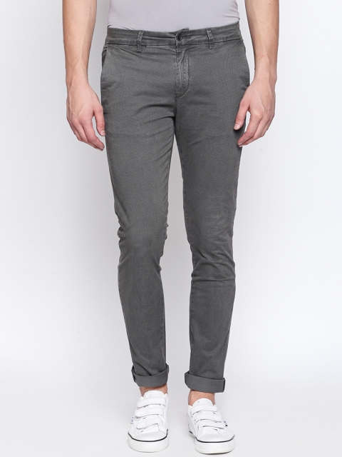 

Rex Straut Jeans Men Grey Slim Fit Self Design Regular Trousers