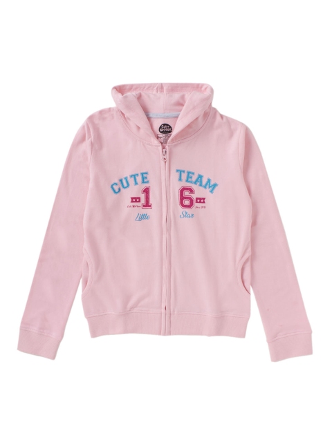 Cub McPaws Girls Pink Printed Hooded Sweatshirt