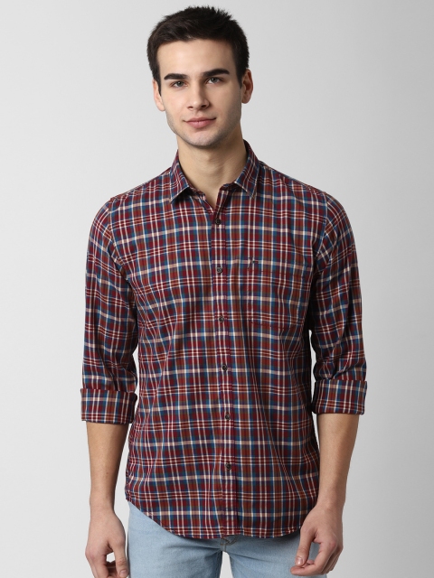 

Peter England Casuals Men Maroon Slim Fit Checked Casual Shirt