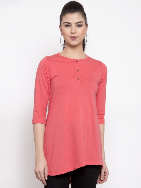 

Kalt Women Pink Solid Asymmetric Tunic