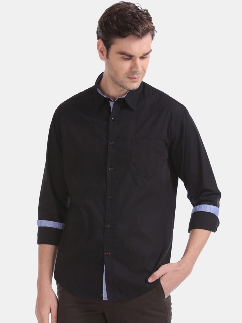 

Ruggers Men Black Slim Fit Solid Casual Shirt