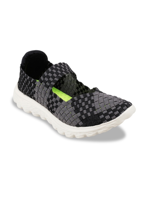 

Metro Women Black & Grey Woven Design Slip-On Sneakers