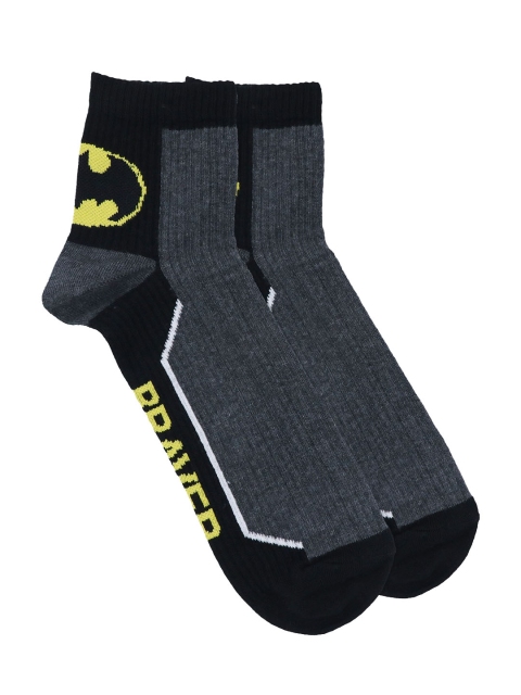

Justice League Men Black & Charcoal Grey Colourblocked Batman Patterned Calf-Length Socks