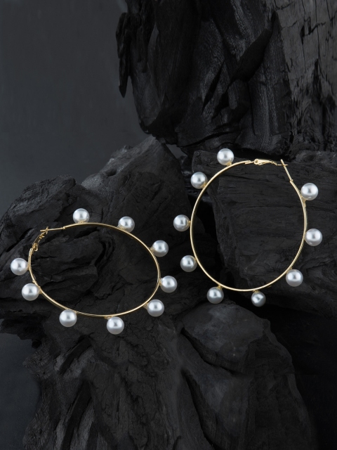 E2O Gold-Plated & White Circular Hoop Earrings