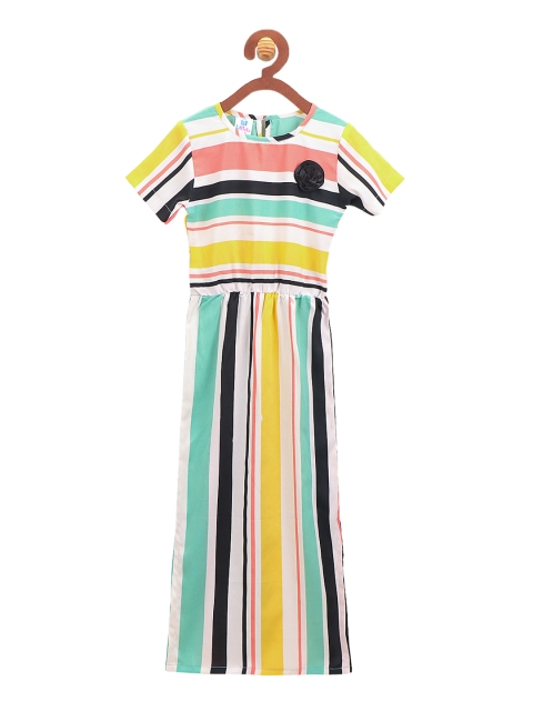 

LilPicks Girls Multicoloured Striped Fit and Flare Dress, Multi
