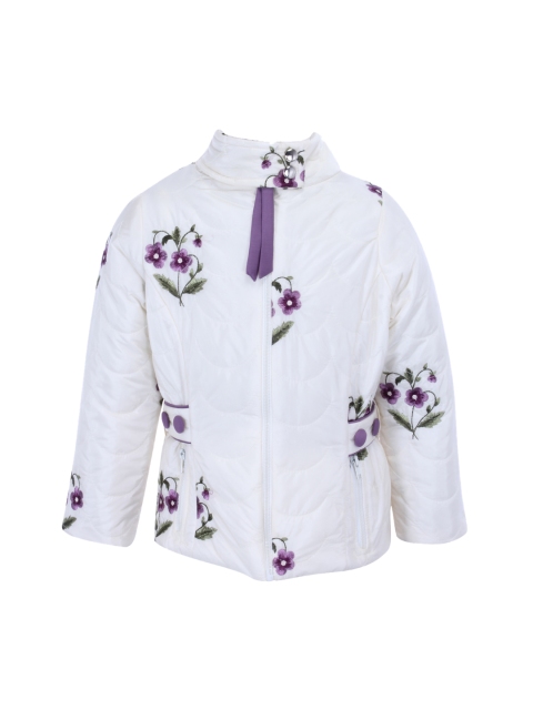 

CUTECUMBER Girls Printed Puffer Jacket Jacket, Cream