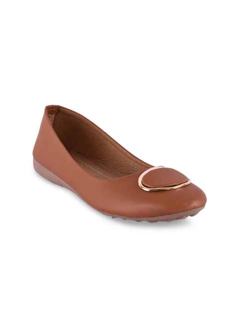 

BuckleUp Women Tan Brown Solid Ballerinas