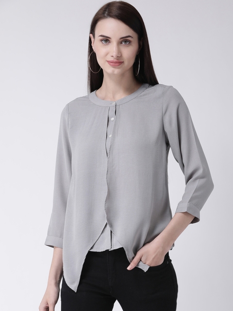 

Latin Quarters Women Grey Solid Shirt Style Top