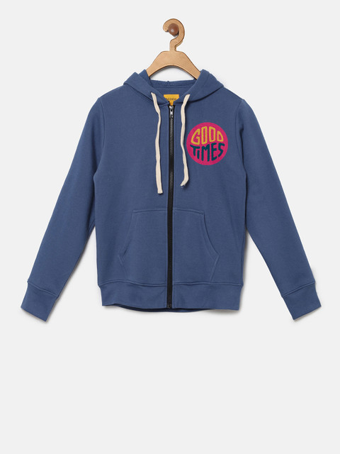 

Instafab Boys Blue Solid Hooded Sweatshirt