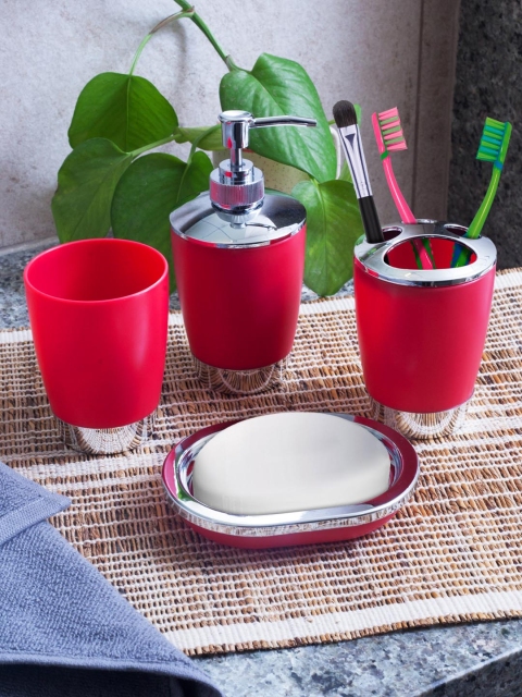 

Story@home Set of 4 Red Solid Plastic Bathroom Accessories