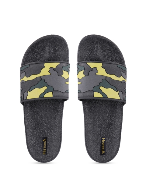 

Histeria Men Lime Green & Grey Camouflage Printed Sliders
