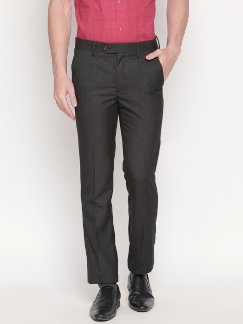 

RICHARD PARKER by Pantaloons Men Brown Self Design Slim Fit Formal Trousers