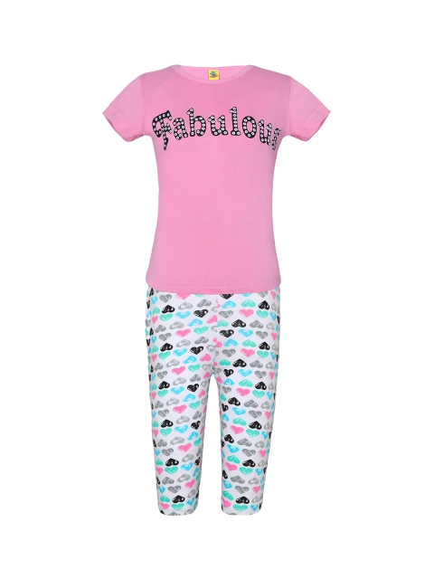 

Punkster Girls Pink Printed Night Suit