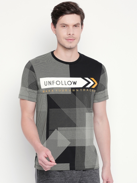 

Ajile by Pantaloons Men Black Striped Round Neck T-shirt