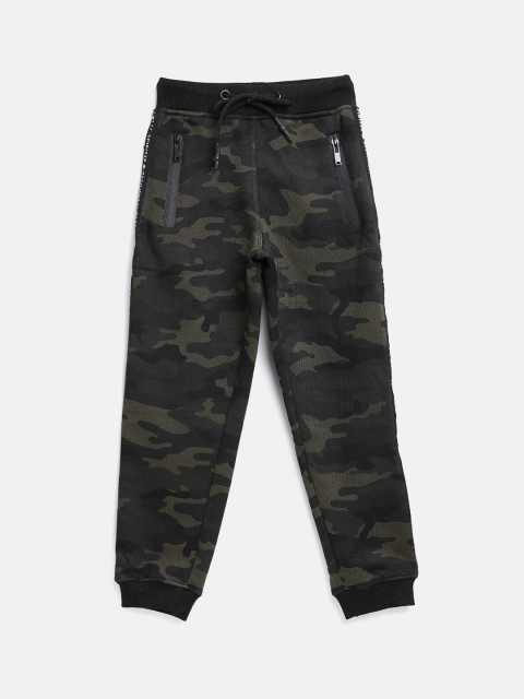 

Octave Boys Olive Green & Black Camouflage Printed Joggers