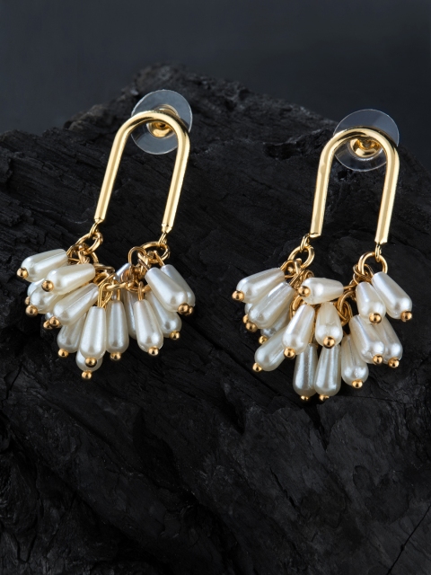 

E2O White & Gold-Plated Contemporary Drop Earrings