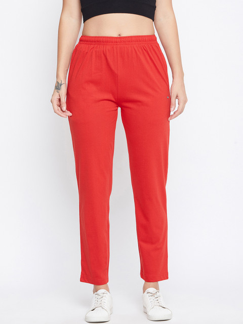 

Okane Women Red Solid High-Rise Track Pants