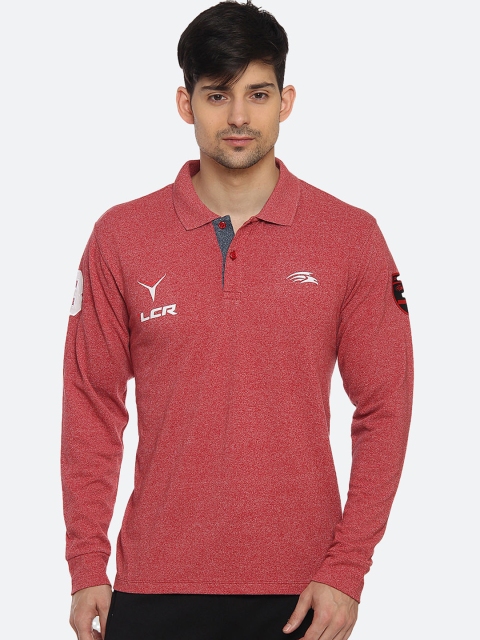 

PERF Men Red Solid Polo Collar T-shirt