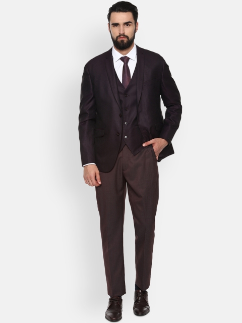 

V Dot Men Maroon Self-Design Single-Breasted Skinny-Fit Suit