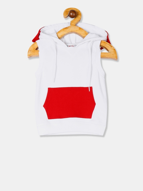 

Donuts Boys White & Red Colourblocked Hooded Sleeveless Sweatshirt