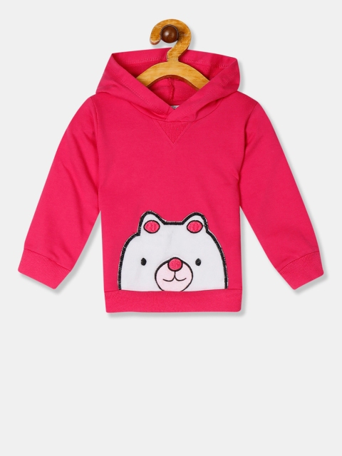 

Donuts Girls Pink Self Design Hooded Sweatshirt