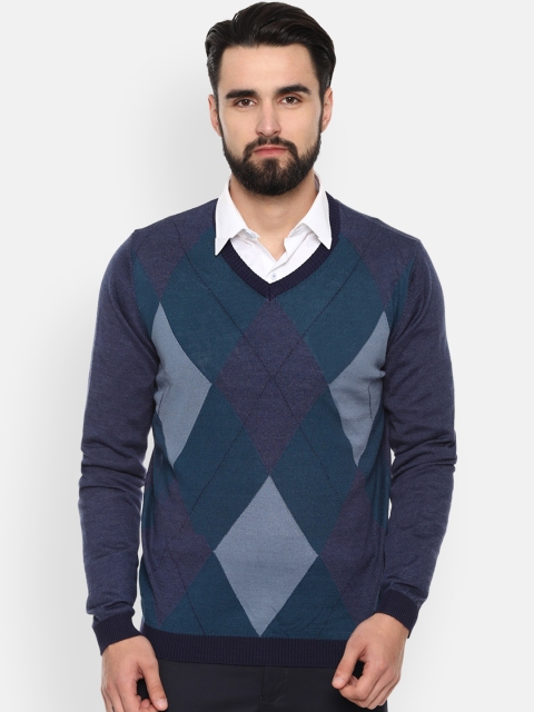 

Van Heusen Men Navy Blue Printed Pullover Sweater