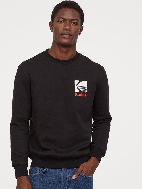 

H&M Men Black Printed Sweatshirt