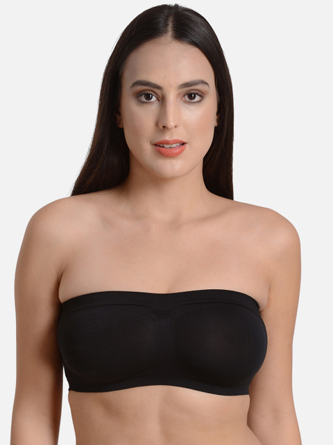 

Mod & Shy Pack of 2 Solid Non-Wired Non Padded Bandeu Bra MS6666, Black