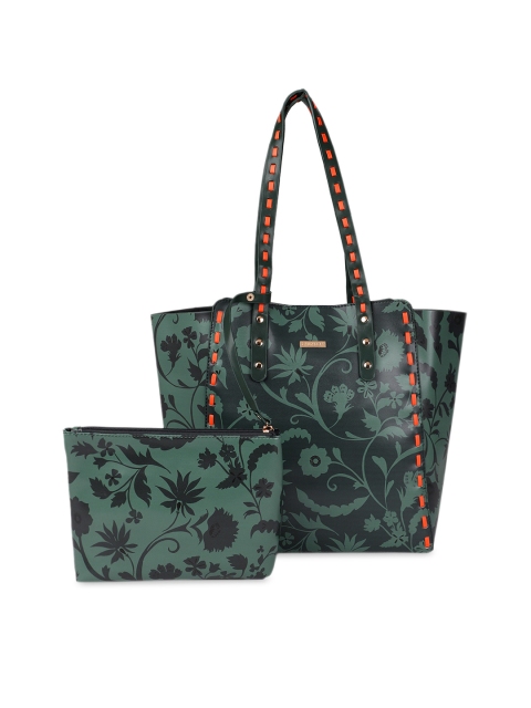 

Chumbak Green & Orange Printed Tote Bag With Pouch