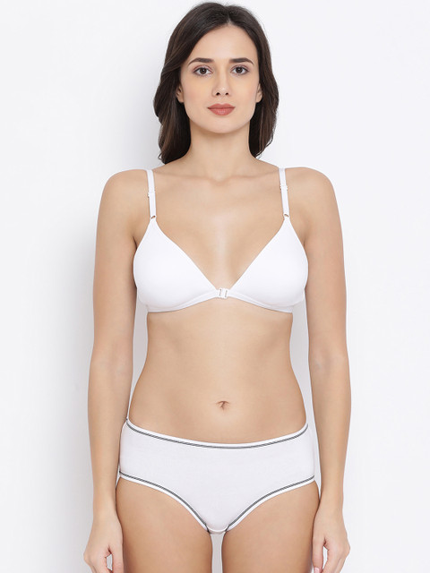 

Clovia Women White Solid Lingerie Set COMBBP76932B