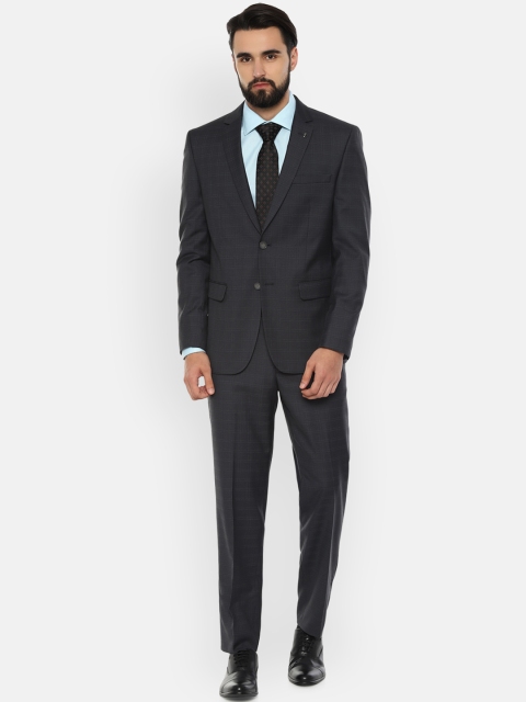 

Van Heusen Men Grey Checked Single-Breasted Slim-Fit Suit
