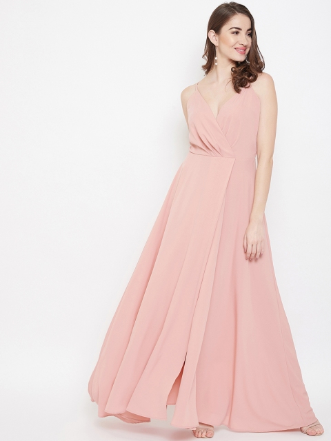 Pink Front Slit Maxi Dress
