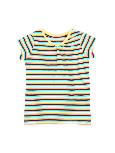 

Pantaloons Junior Girls Green Striped Round Neck T-shirt