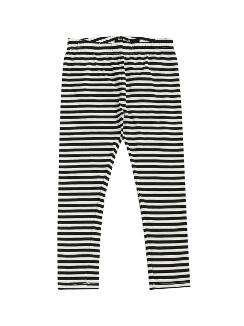 

De Moza Girls White & Black Striped Ankle-Length Leggings