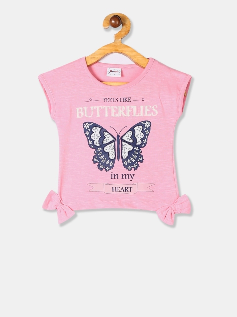 

Donuts Girls Pink Printed Round Neck T-shirt