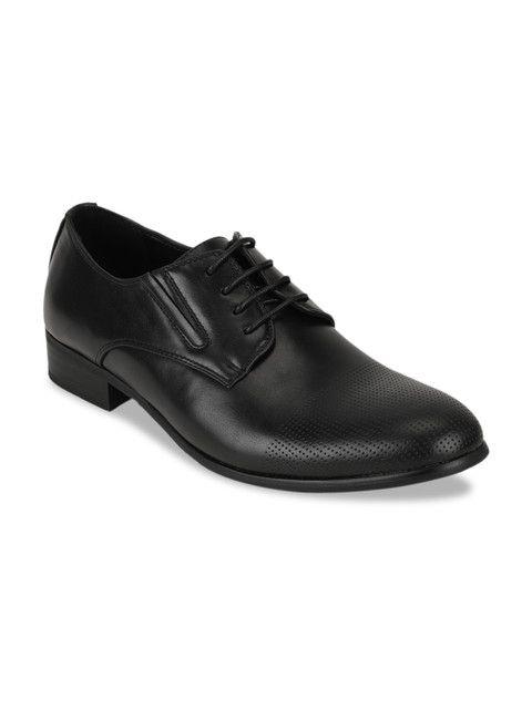 

Peter England Men Black Solid Formal Brogues