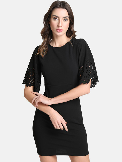 

Kazo Women Black Solid Sheath Dress