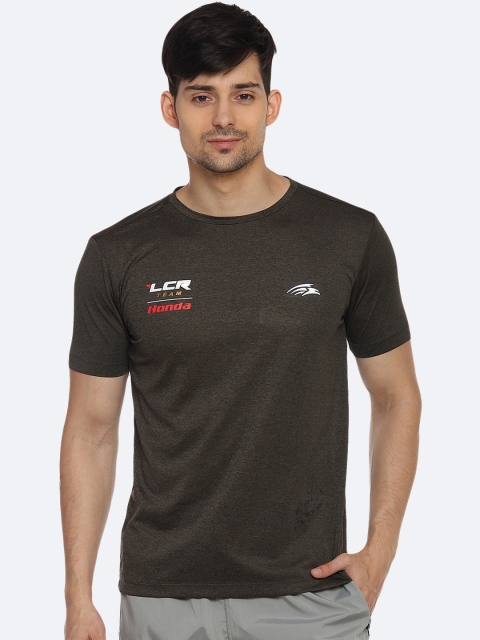 

PERF Men Olive Green Solid Round Neck T-shirt