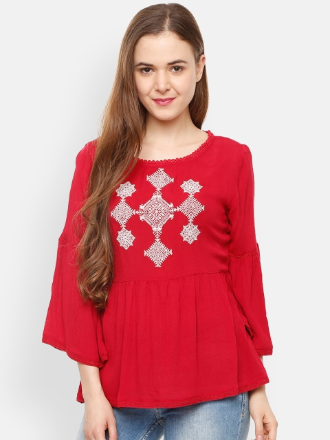 

People Women Red Embroidered Top