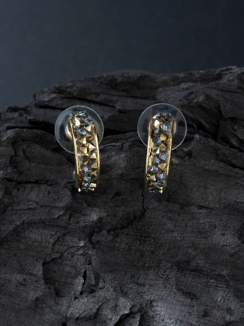

E2O Bronze-Toned & Gold-Plated Geometric Half Hoop Earrings