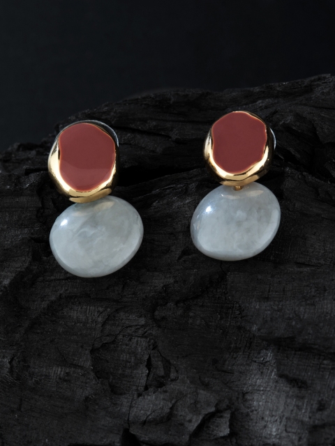 

E2O Mauve & Gold-Plated Oval Drop Earrings