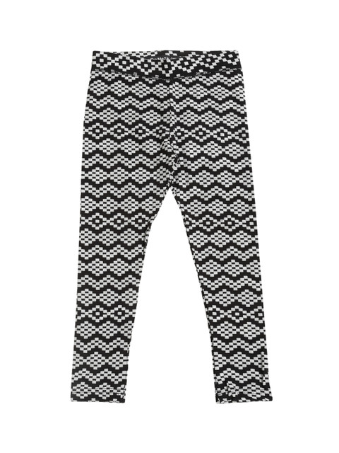 

De Moza Girls Black & White Printed Ankle-Length Leggings