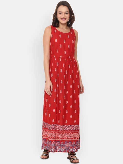 

People Women Red Printed Maxi Dress