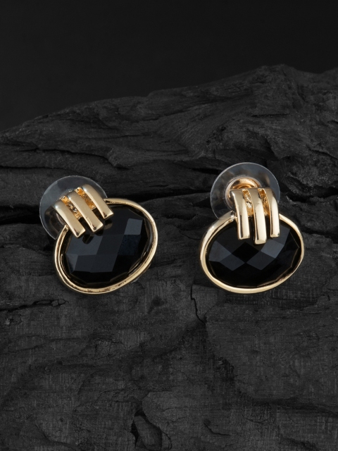 

E2O Black & Gold-Plated Oval Studs